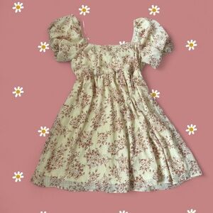 Altar'd State Cream and Burgundy Floral Dress